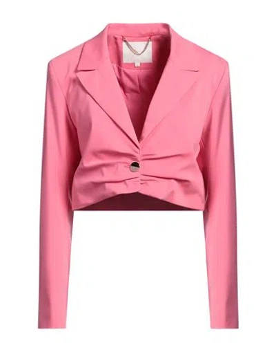 Kocca Woman Blazer Pink Size L Cotton, Viscose, Polyamide, Metallic Fiber