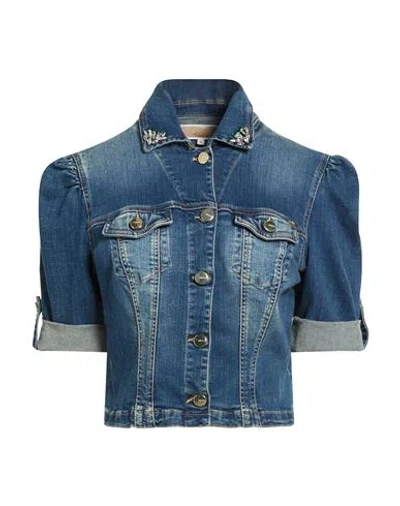 Kocca Woman Denim Outerwear Blue Size M Cotton, Elastane