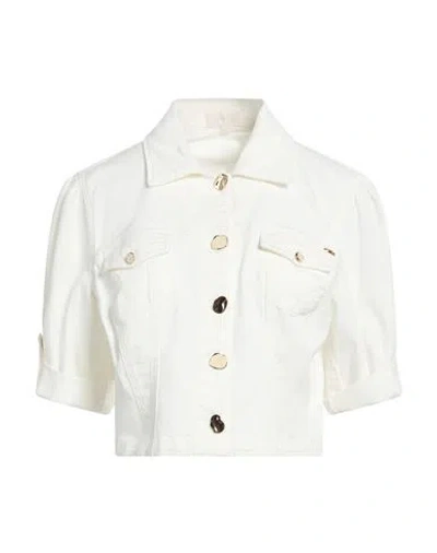 Kocca Woman Denim Outerwear White Size M Cotton, Elastane In Multi