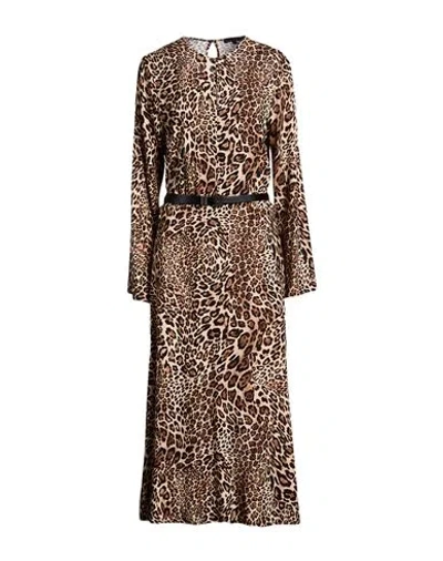 Kocca Woman Maxi Dress Brown Size Xs Viscose In Animal Print
