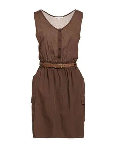 Kocca Woman Mini Dress Brown Size S Cotton