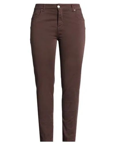 Kocca Woman Pants Chocolate Brown Size 32 Cotton, Elastane