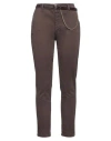 Kocca Woman Pants Dark Brown Size 31 Cotton, Elastane, Polyurethane, Polyester, Viscose In Brown