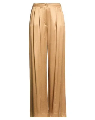 Kocca Woman Pants Gold Size 10 Viscose, Cupro In Brown