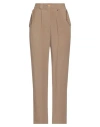 Kocca Woman Pants Khaki Size 6 Vinyl, Linen In Beige