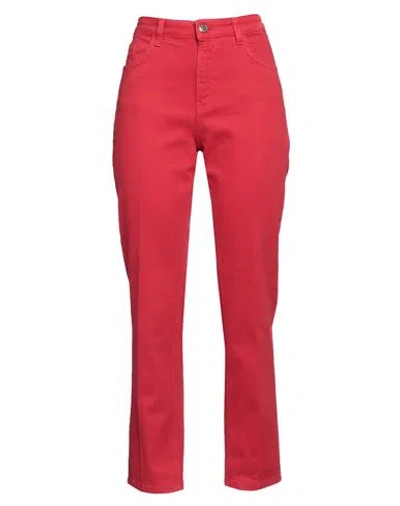 Kocca Woman Pants Red Size 28 Cotton, Elastane