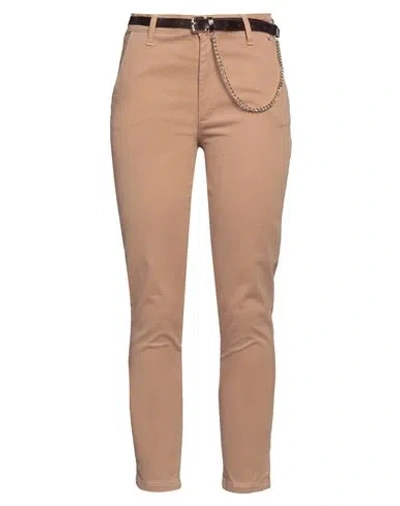 Kocca Woman Pants Sand Size 31 Cotton, Elastane In Beige