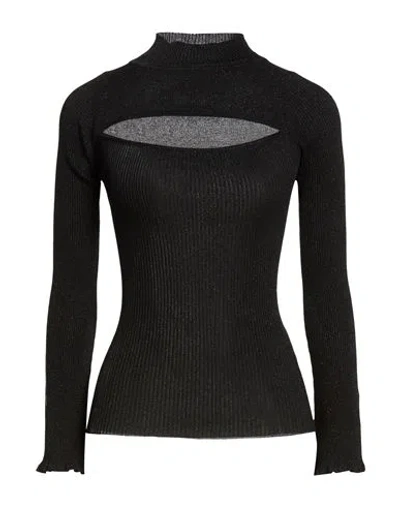 Kocca Woman Turtleneck Black Size S Viscose, Polyamide, Metallic Polyester