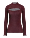 Kocca Woman Turtleneck Burgundy Size L Viscose, Polyamide, Metallic Polyester In Red