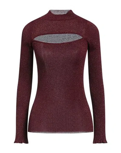 Kocca Woman Turtleneck Burgundy Size L Viscose, Polyamide, Metallic Polyester In Red