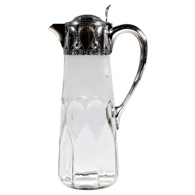 Pre-owned Koch & Bergfeld Art Nouveau Carafe Cut Glass Decanter With Silver Mount, , C 1900