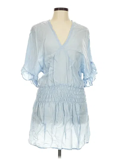 Pre-owned Koché 3/4 Sleeve Top Blue Plunge Neckline Tops