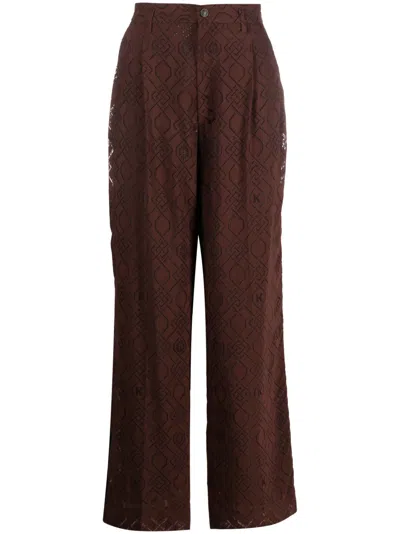 Koché Abstract-print Straight-leg Trousers In Brown