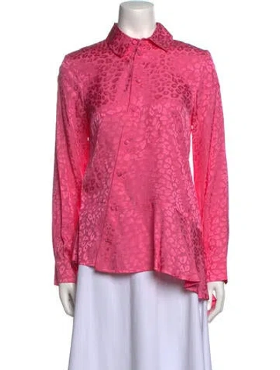 Pre-owned Koché Animal Print Long Sleeve Button-up Top In Pink