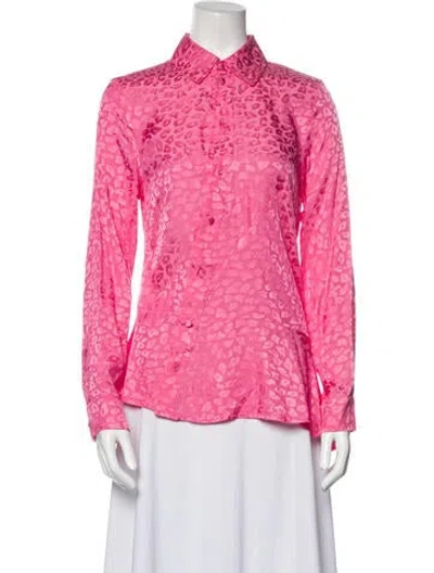 Pre-owned Koché Animal Print Long Sleeve Button-up Top In Pink