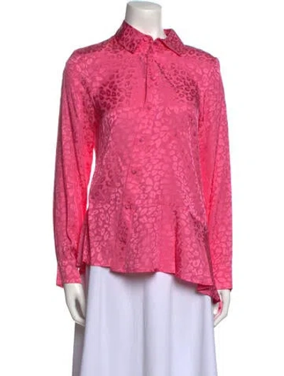 Pre-owned Koché Animal Print Long Sleeve Button-up Top In Pink