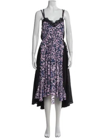 Pre-owned Koché Animal Print Midi Length Dress In Black/purple
