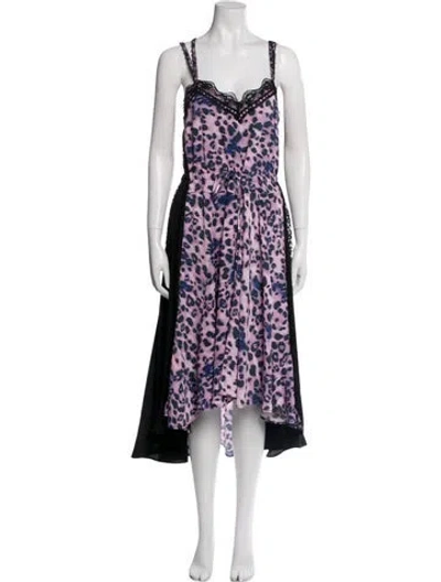 Pre-owned Koché Animal Print Midi Length Dress In Purple