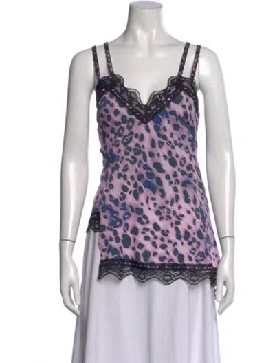 Pre-owned Koché Animal Print V-neck Top In Purple