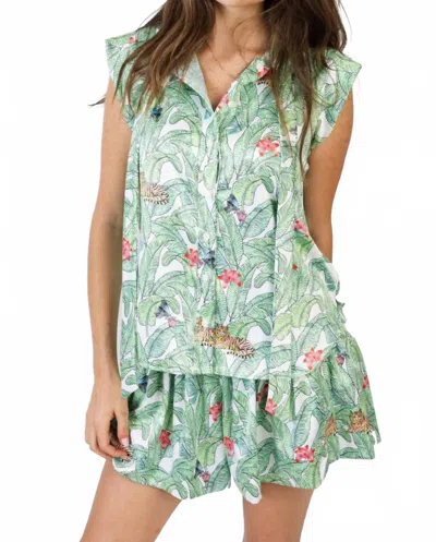 Koché Aspen Top In Paradise Green Print
