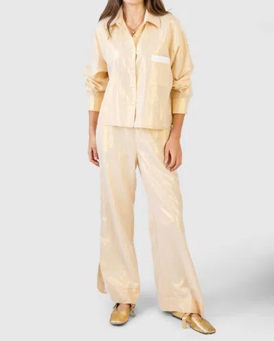 Koché Benny Button Down Top In Sand Shimmer In Neutral