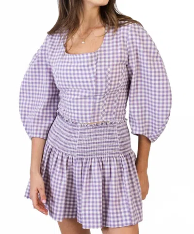 Koché Billie Top In Lilac Gingham In Purple