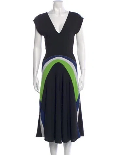 Pre-owned Koché Colorblock Pattern Midi Length Dress In Black