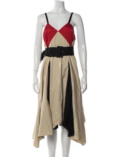 Pre-owned Koché Colorblock Pattern Midi Length Dress In Neutrals