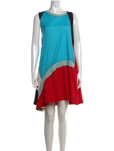 Pre-owned Koché Colorblock Pattern Mini Dress In Blue