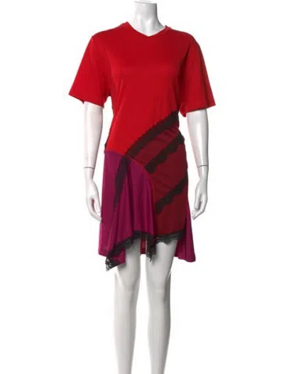 Pre-owned Koché Colorblock Pattern Mini Dress In Red