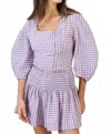 Koché Erica Mini Skirt In Lilac Gingham In Animal Print
