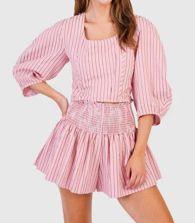 Koché Erica Skirt In Lipstick Pink And Red Stripe