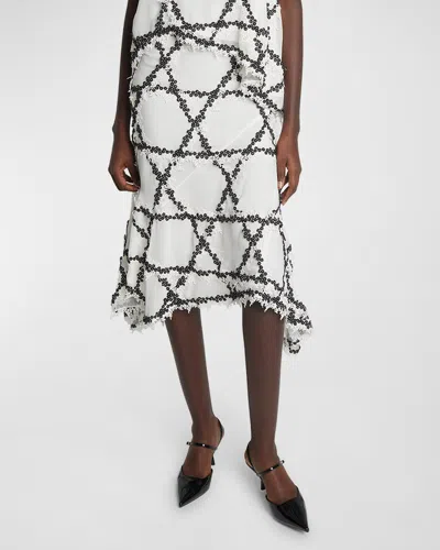 Koché Flared Lace Midi Skirt In 168 - Ercublackwhite