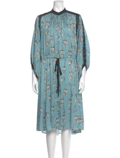 Pre-owned Koché Floral Print Midi Length Dress In Blue