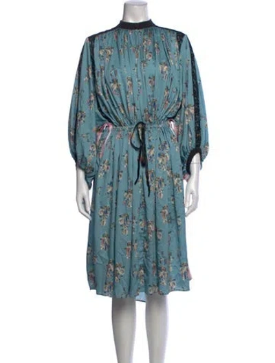 Pre-owned Koché Floral Print Midi Length Dress In Blue