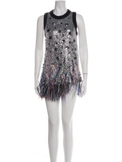 Pre-owned Koché Graphic Print Mini Dress In White