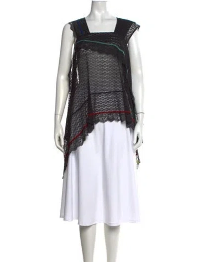 Pre-owned Koché Lace Pattern Square Neckline Top In Black