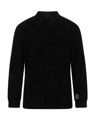 Koché Man Polo Shirt Black Size S Viscose, Polyamide, Elastane, Polyester