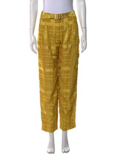 Pre-owned Koché Plaid Print Straight Leg Pants W/ Tags In Yellow