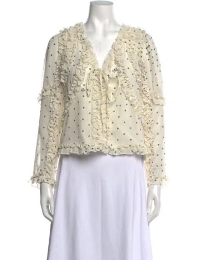 Pre-owned Koché Polka Dot Print V-neck Blouse In Neutrals