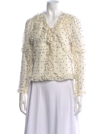 Pre-owned Koché Polka Dot Print V-neck Top In Neutral
