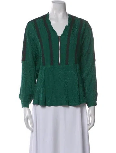 Pre-owned Koché Printed V-neck Blouse In Green