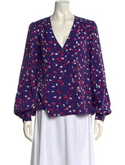 Pre-owned Koché Printed V-neck Blouse In Purple