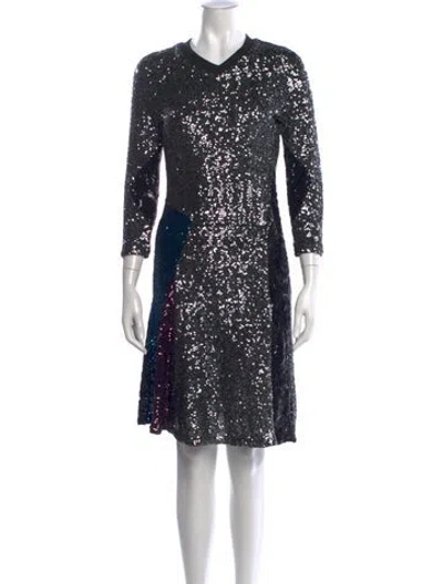 Pre-owned Koché Sequin Knee-length Dress In Gray