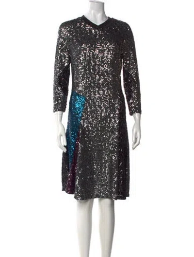 Pre-owned Koché Sequin Knee-length Dress In Grey