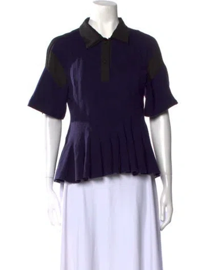 Pre-owned Koché Short Sleeve Button-up Top In Blue