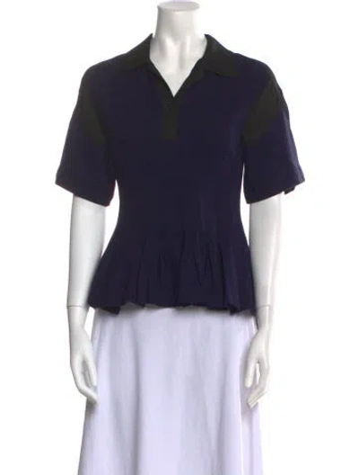 Pre-owned Koché Short Sleeve Button-up Top In Blue