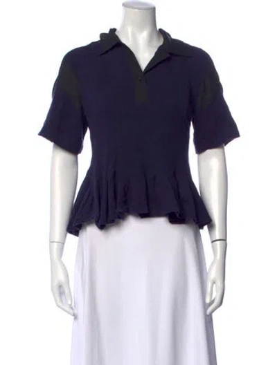 Pre-owned Koché Short Sleeve Button-up Top In Blue