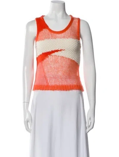 Pre-owned Koché Striped Scoop Neck Sweater In White