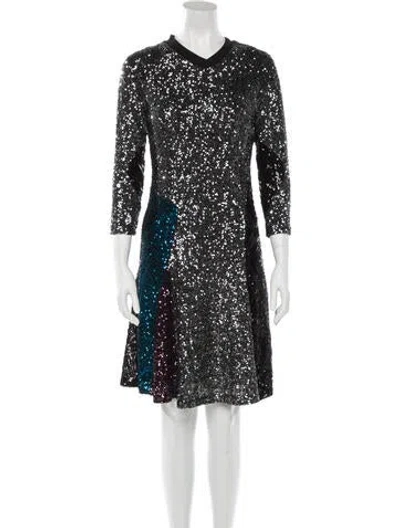 Pre-owned Koché V-neck Knee-length Dress In Black